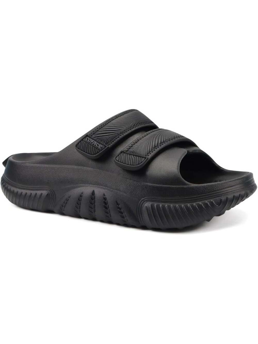 Men's Dark Black Recovery Sandals Orthopaedic Walking Slides Adjustable Thick